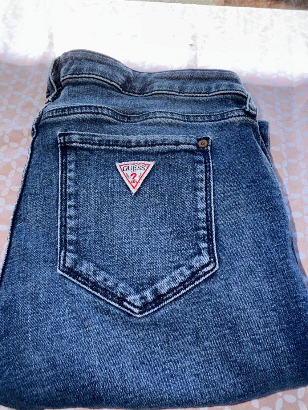 GUESS Women's Dark Blue High-Rise Denim Jeans